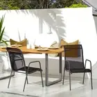 Garden Chairs Set of 2 Steel Frame Textilene Black Outdoor Patio Furniture