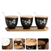 Condiment Containers with Lids Seasoning Jar Three Piece Set