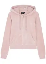 Juicy Couture Classic Robertson Hooded Velour Sweatshirt - Light Pink - XS (UK6 / XS) XS (UK6 / XS)