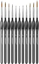 11PC Micro Paint Brushes Set for Fine Detailing, Mini Small Painting Brushes Set for Art, Crafts, Acrylic, Watercolor, Oil, Model, Face, Paint by Number, Citadel, Figurine (Black)