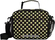 Gold Polka Dot Black Kids Lunch Box Lunch Box with Water Bottle Holder Lunch Box Cooler Bag for Children