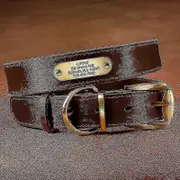 Real leather dog collar personalized pet id collars custom engraved tag for small large dogs pitbul Rich brown Xl