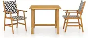 vidaXL 3-Piece Garden Dining Set, Solid Acacia Wood with Poly Rattan Backrest, Weather-Resistant, Attractive Lattice Pattern, Ideal for Patio, Garden, Outdoor Settings