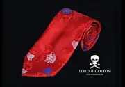 Lord R Colton Masterworks Tie - Positano Brilliant Red Floral Silk Necktie - New