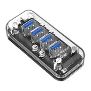 4 Port USB3.0 Transparent Blue Indicator HUB Adapter For iPhone XS X Max 11 Pro Huawei P30 Pro Mate 30 Xiaomi Mi9 9Pro S10+ Note10