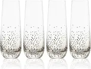 Trinkware Goldosa Stemless Champagne Flute Glasses With Gold Luster - Mimosa Glasses Set of 4-9oz