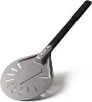 Pizza Turning Peel 7 Inch Round Aluminum Perforated Turner with Metal Handle for Homemade and Outdoor Pizza Oven Accessories