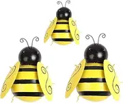 3 Pack Metal Bee Wall Art Sculptures, Bumble Bees Garden Outdoor Decor, Outdoor Honey Bee Fence Yard Art, Outside Patio Fence Home Wall Decorations