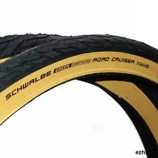超低價SCHWALBE世文ROAD CRUISER自行車輪胎47-559 26*1.75山地車黃邊胎