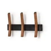 TRINITY Wall Hook Rack Black Walnut Solid Wood 16" W Mid Century Modern 3-Hooks