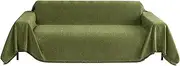 [LIFEBEA] Chenille Sofa Cover Throw Blanket – Universal Fit for Sectional, L-Shaped & All Couch Shapes – Soft Thickened Easy Fit Furniture Protector Washable with Tassels (Green, 180x300 CM)