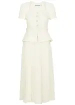 Self-portrait Pleated Chiffon and Bouclé Tweed Midi Dress - Cream - 10 (UK10 / S) 10 (UK10 / S)