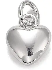 [KitBeads] 10pcs Platinum Heart Charms Brass Sweet Love Valentine Charms Silver Mini 3D Heart Shaped Charms for Jewelry Making Bracelets Necklace Earrings Bulk, Cubic Zirconia, No Gemstone
