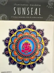 Stained Glass Window Decal GANESH Mandala Australian SUNSEAL Transparent Sticker