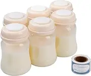 Phanpy Breast Milk Storage Bottles 6pcs with Handwriting Stickers, 6oz Breastmilk Storage Containers for Fridge, Wide Neck Breast Milk Freezer Storage Organizer, Compatible with Phanpy Breast Pump