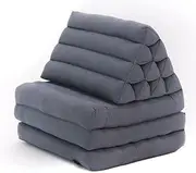 Leewadee - Comfortable Japanese Floor Mattress - Thai Floor Bed with Triangle Cushion - Futon Mattress - Thai Massage Mat, 170 x 53 cm, Anthracite, Kapok Filling
