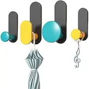 Coat Rack Wall Mount Hook No Punching, Entrance Load-Bearing Hook, Door Rear Hanging Clothes Rack, Wall Mounted Hat, Adhesive Hook Wall Coat Hooks(Black)