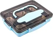 NUZAMAS 304 Stainless Steel Bento Box & Cutlery Chopsticks Spoon, Leak Proof 5 compartments 2000ml Capacity Blue Color, Meal Prep Container Box for Adults Kids Students Office Dishwasher Safe