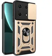 case For Infinix Note 30 Pro 4G Slide Camera Lens Protection and Built in 360 Rotatable Ring Holder - Silver