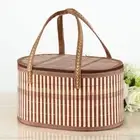 Eco-friendly Bamboo Braided Basket Handheld Foldable Storage Basket Outdoor