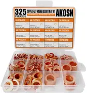 325 PCS Copper Metric Sealing Crush Washers Assortment Kit, 10 Sizes