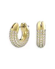 Swarovski Dextera Pave Tubular Huggie Hoop Earrings in Gold Tone