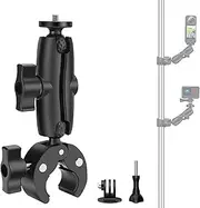 Motorcycle Mount for Insta 360 X5/X4/X3/ONE X2/ONE X, Motorcycle/Bicycle Handlebar Clamp Compatible with GoPro Hero 13/12/11/10/9/8, DJI Osmo Action, Insta360 Ace/Ace Pro/ONE RS, Akaso Action Camera