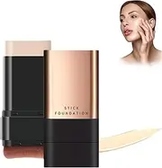 2025 Korean Hydrating Lightweight Foundation Stick with Brush, Flawless Eraser Foundation Stick, High Coverage Longwear Hydrating Foundation Stick (01# Ivory Color)