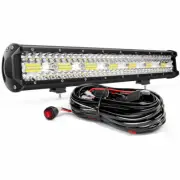 LED Light Bar 20" inch Tri-row Spot Flood Combo Driving Offroad Truck &Wire