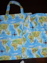Handmade Library Bags First Name Embroidered Free (world map print)