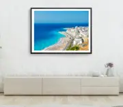 Palm Trees Print, Cityscape Wall Art, Sea Sky Framed Beach Wall Art, Coastal