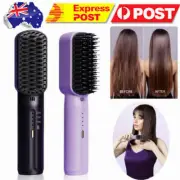 Portable Rechargeable Cordless Mini Hair Straightener Brush Straightening Comb