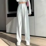 High-Waist Wide-Leg Dress Pants Lengthen - Gray - S