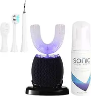 RONGCHUANG Ultrasonic Toothbrush for Adults Automatic Toothbrush Electric Ultrasonic Toothbrush 30'' Automatic Timer Wireless Charging Washable Travel Home Dual-use (Black, M)