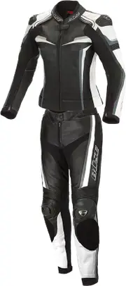 Büse Mille, leather suit 2pcs. women , color: Black/White/Green , size: 42