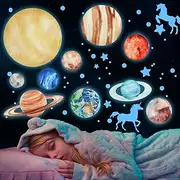 337Pcs Glow in Dark Stickers Decorative, Glow in The Dark Planet Wall Decals for Ceiling, Removable Solar System Wall Stickers Bright Glowing Wall Decals for Wall Ceiling Bedroom