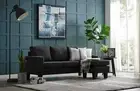 Foret 3 Seater Sofa Modular Corner Lounge Three Seat Couch Ottoman Fabric Black