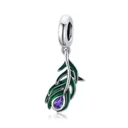 Silver plating Peacock Feather Charm for Women Bracelet DIY Jewelry
