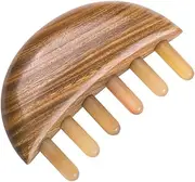 Healvian Elegant Wooden Comb Buffalo Horn Haircut Scalp Massage Stylish Barber Tool Portable