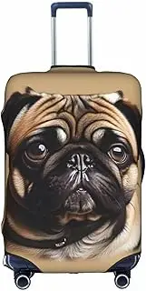 [pvinnk] Pug Dogs Print Protective Luggage Cover Elastic Washable Suitcase Travel Gear Protector, White, Medium