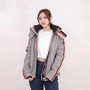 【Superdry】極度乾燥 灰/粉 設計款 防風外套 女外套 連帽 外套 帽毛可拆(防風外套 連帽外套)