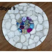 30" Round White Agate Coffee Table Top Made to Order Kitchen table Luxury Decors
