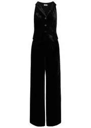 Rixo Sienna Velvet Jumpsuit - Black 16 (UK 16 / XL)