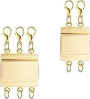 KINBOM 2pcs Layered Necklace Clasps, Magnetic Necklace Separator for Layering Polished Jewelry Multi Strand Connector for Layered Necklace Bracelet Jewelry Making (Gold)