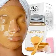 Peel-Off 24k Gold Jelly Mask Jar Face Care Rubber Mask | 23 fl oz Skin Care Moisturizing Gel Mask Jar Spa Set