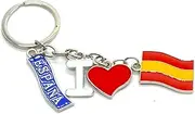 [wonderful] Spain I Love Spain Spanish Flag Patriotic Design with Heart Enamelled Metal Spanish Master Lucky Charm Silver S, silver colours, Small