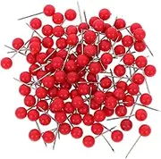 Kisangel 100pcs Red Map Push Pins with Stainless Steel Tips, Plastic Round Head Tacks for Cork Boards Office Walls DIY Crafts Fishing Line Spool Marking