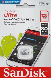 SANDISK 128GB Micro SDXC Ultra Class 10 up to 80mb/s without Adapter SDSQUNS-128G-GN3MN