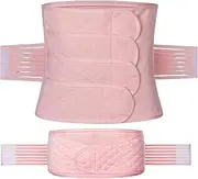 HOFFTI Postpartum Waist Trimmer,Adjustable Elastic Abdomen Abdominal Binder High Waist Shaping Belt - Breathable Post Pregnancy Belly Waist Slimming Shaper Wrapper Band for Women Pink
