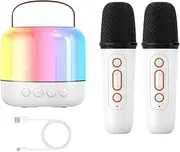 Portable Speaker with Microphone - Rechargeable Karaoke Machine with 2 Wireless Microphones,Small Portable Singing Machine, Sound Box with Led Light for Wedding, Christmas